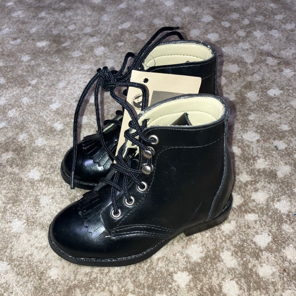 New Size 5 1/2 Baby Boots Black Cowboy Western Laredo - Picture 1 of 4